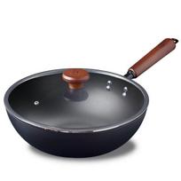 COOKER KING Jitie 34cm Uncoated Flat-Bottom Iron Wok