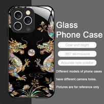 Stylish Dragon Leopard Marble Texture Tempered Glass Phone Case for iPhone 17 16 Pro Max 15 14 Plus 13 12 Mini 11 XS Hard Covers iPhone 13 mini