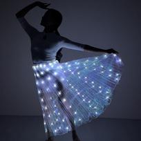 Įkraunamas LED klostuotas sijonas šokių pasirodymams (Balta/daugiaspalvė) One Size balta