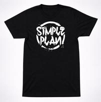 Simple Plan Graffiti Logo T-Shirt Black White Pop Punk Emo Rock Band Tee S