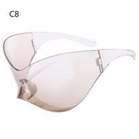 Silver Sports Sun Eyeglasses Punk Goggle Shades for Men Ladies Y2K Sun Glasses Glasses Futuristic Sunglasses Wrap Around
