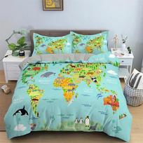 3D Print Map Pattern Bedding Set King Queen Twin Size Duvet Cover Comforter Quilt Pillowcase for Boys Girls Adults 135x200cm 2pcs