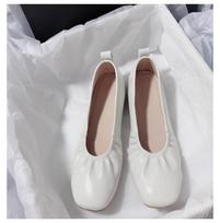 Huge soft and comfortable~ Leather flat shoes Korean version simple and versatile round head Doudou temperament shallow mouth single shoes lazy sho 35 balta
