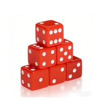 19mm Casino Theme Party Dice Sets Acrylic Large D6 Opaque Dice Bulk for Board Games Birthday Theme Party Supply 6pcs raudona