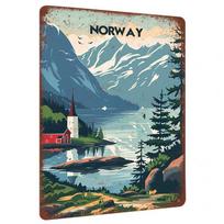 Norway Fjord Landscape Metal Wall Art Modern Home Decor Wall Hanging Mural 20x30cm（7.8x11.8inch） gray