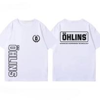 Summer New Fashion Cotton OHLINS Motorcycle Shock Absorber Modification Tshirt Fashion Casual Wear Car Club Short Sleeves XL