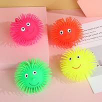 Squishy Quirky Flashing Hedgehogs Squeeze Ball Pinch Funny Cute Glowing Big Eye Furry Ball Sensory Fidget Decompression Kids Toy