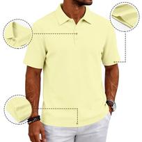 Men Short Sleeve Polo Shirt Breathable Lapel Collar Casual Top for Everyday and Outdoor Activities with Classic Fit L smėlis