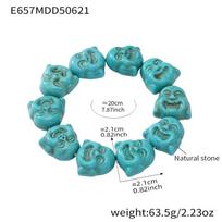 Lake Blue Stone Maitreya Buddha Bracelet - New Chinese Style, Elastic Beaded Design