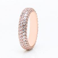 Rose Gold Plated Double Row Pavé Inlaid Ring - Elegant Full Diamond Ring for Qixi Festival 52 rožinio aukso spalvos