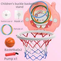 Children's Basketball Hoop, No-drill Suction Cup, Height Adjustable, Wall-mounted, Scoring System, Multiple Ways To Play, Children's Toy Gift 2 balls + circle pink