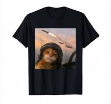 Selfie Squad Cat Funny Fighter Pilot Meme Kitty Gen Z Humor T-Shirt Women Clothing Fashion Personality Graphic T Shirts Y2K Top S įvairiaspalvis