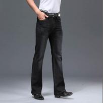 Vyriški juodi platėjančios klešnės džinsai, boot cut, platūs, aukštas juosmuo, vyriški, dizainerio, klasikiniai džinsiniai džinsai, dydis 28-40 29 juoda