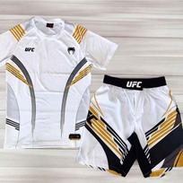 MMA BJJ Bokso Kickbokso Treniruočių Rinkinys Vyrams Moterims Trumpomis Rankovėmis Marškinėliai Šortai Sporto Salės Fitneso Sportinė Apranga XS gray