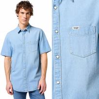 Wrangler 1 pocket shirt Bleach denim shirt short sleeve DENIM M