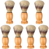 7 vnt. vyriškas skutimosi šepetėlis, medinė rankena, profesionalus Shavin beige
