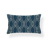 Geometric Linen Throw Pillow Cover in Lake Blue, Yellow, Black, and White - Farmhouse Living Room Sofa Decor 30x50 cm (without pillow insert)