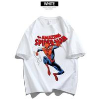 MINISO Marvel Žmogus-voras Moteriški Vyriški Marškinėliai Madingi Spausdinti Vasariniai Drabužiai Marvel Anime Animacinis Marškinėlis Trumpomis Rankovėmis Viršūnės#Spalva S juoda