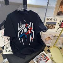 MINISO Marvel Žmogus-voras Moteriški Vyriški Marškinėliai Madingi Spausdinti Vasariniai Drabužiai Marvel Anime Animacinis Marškinėlis Trumpomis Rankovėmis Viršūnės#Spalva(1) S juoda