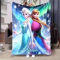 Custom Name Disney Frozen Princess Elsa Printed Blanket Multi-Size Suitable for Sofa, Bed,Travel,Camping,Sofa,Chair and Bed Gift 30x40in