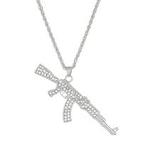 Luxurious Machine Guns Necklace Full Diamond White Gold Alloy Jewelry Hiphop Bling Accessory for Parties and Event