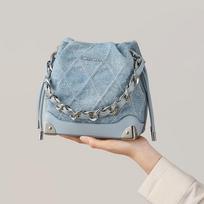 Bucket bag women's new crossbody autumn denim bag hand chain shoulder crossbody bag