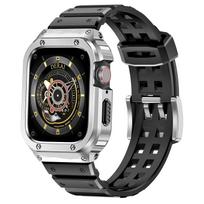 Stainless Steel case+silicone strap For Apple Watch Band 45mm 44mm 44 mm iwatch 4 5 SE 6 Cover bracelet apple watch serie 7 45mm For 44mm