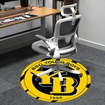 BSC Young Boys,1898 Kėdės kilimėlis Apvalus kilimas Biuro kilimas, Skalbiamas mašinoje, Neslystantis, Tinka svetainėms, Miegamiesiems 80cm