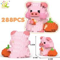 Mini mielas paršelis mikro statybiniai blokeliai 3D deimantinis modelis gyvūnai plytos DIY miesto statybos žaislai vaikams vaikų dovana