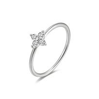 925 Thai Silver Inlaid Four Leaves Clover Zirconia Flower Ring for Women Simple Elegant Good Luck Anniversaries Jewelry Gift 6 sidabras
