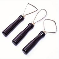 3Pcs Pottery Clay Sculpture Big Loop Tool Clay Scraper Sculping Modelling Tool Wood Handle Ceramics Trimming Carving Tools. Light Grey