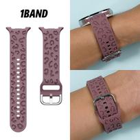 Leopard Print Silicone Sports Band for Samsung Watch8 Classic (40/44/46mm) Breathable Sweat-Resistant Deployant Clasp Galaxy Watch 8 44mm