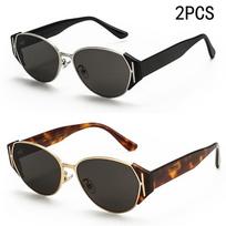2PCSGirl Classic Cat Eye Sun shades Women High-end Metal For travel Sun shades Quadrate Face Makes Her Look Thin 2239-1