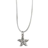 Elegant Starfish Pendant Necklace for Couple Heart Choker Adjustable Chain Gift balta
