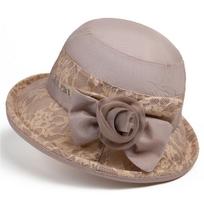 Women's Summer Bucket Hat Thin Face-Shading Hat for Sun Protection Fashionable Outdoor Wear With Flower Sunhat 56-58cm chaki