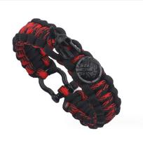 Outdoor Spartan Warrior Helmet Lanyard Bracelets Men Antique Vikings Accessories Survival Paracord Bangles homme Handmade 21.5cm raudona juoda spalva