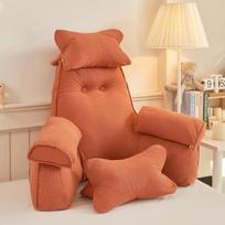 Elderly Bedside Lumbar Support Pillow: Soft, Removable, Washable Backrest for Bed, Sofa, or Bay Window Small - W85*H75*T55cm (For height 1.5-1.65m) brown