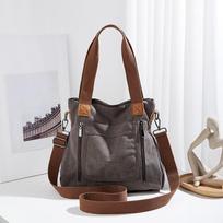 Spacious Multi Functional Tote Bag, Vintage Chic Handheld Shoulder Crossbody Purse, Trendy Casual Commuter Handbag CLE pilka spalva