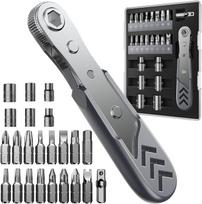 23-in-1 Right Angle Ratcheting Screwdriver Set with 36-Tooth Mini Ratchet Wrench Magnetic Offset Screwdriver for Repair