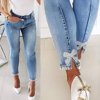 Women's High Waist Skinny Jeans Stretch Denim Slim Fit Distressed Pants for Casual Wear L dangaus mėlyna spalva
