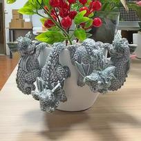 Set Of 4 Cute Dragon Resin Hanging Planter Pot Decorations, Climbing Sculpture Flower Pot And Vase Hugger Dragon Statue 4pcs
