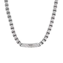 Emporio Armani  Cuban chain Eagle pendant stainless steel necklace men's silver EGS2922040 F basic packaging-brand original box sidabras
