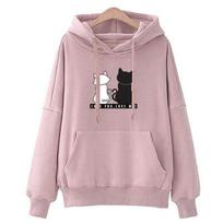 Women  Hoodies Casual Sweatshirt Winter Ladies Baggy Cat Jumper Pullover Tops XXL rožinė