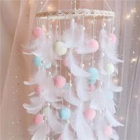 Dream Catcher Wind Chimes Art Chimes Girls Room Decorations Bedroom Pendant Accessories Bedroom Decoration Gift Handmade Feather No light
