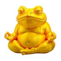 Zen varlės ornamentas Varlė sėdinti meditacijoje Figūrėlė 3D spausdinta stalinė varlės statulėlė namų biuro knygų lentynoms spintelės dekoravimui auksinė
