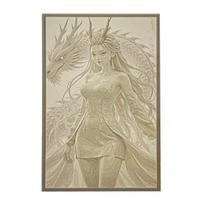 Yousheng 3D Printed Embossed Dragon Ornament Translucent Dragon Woman Relief Decoration Light Shadow Art Flat Ornament for Wall Art Desktop Display 1pc