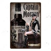 Captain Rum Bottle Tin Sign Vintage Pirate Decor Man Cave Wall Art 20x30cm（7.8x11.8inch）