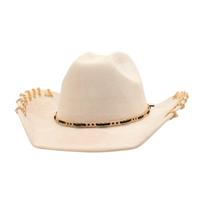 New Fashion Performance Fashion Wear Catwalk Stage Props Cowboy Hat Design Sense Metal Accessories High-End Top Hat one size [one-strap j]