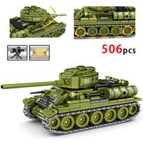 Nauji Antrojo pasaulinio karo kariniai tankai konstravimo kaladėlės T-34 99 pagrindinio mūšio šarvuotosios mašinos modelis kareivių figūrėlės kaladėlės edukaciniai žaislai dovana black