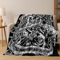 Šiaurės vikingų kario simbolis Valhalla Valknut runa flanelinis pledas, jaukus minkštas užtiesalas namams miegamojo lovai sofai, dovana 75x90cm